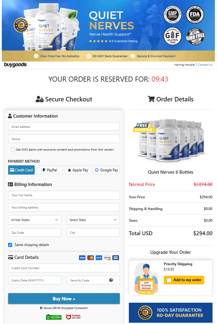 Quiet Nerves order form
